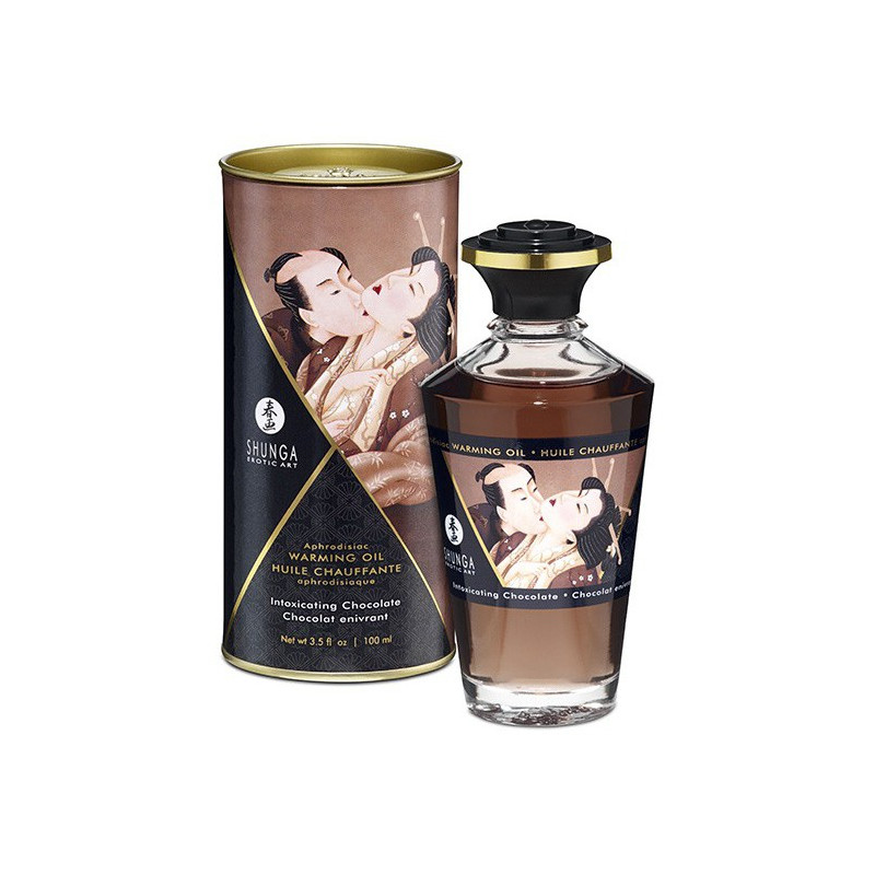 Shunga Huile de massage Chauffante Aphrodisiaque - CHOCOLAT Enivrant 100 mL